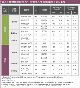 表6 大規模臨床試験における抗EGFR抗体薬の上乗せ効果