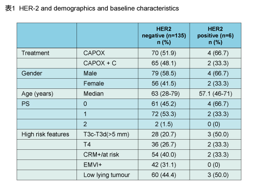 \1 HER-2 and demographics and baselone characteristucs